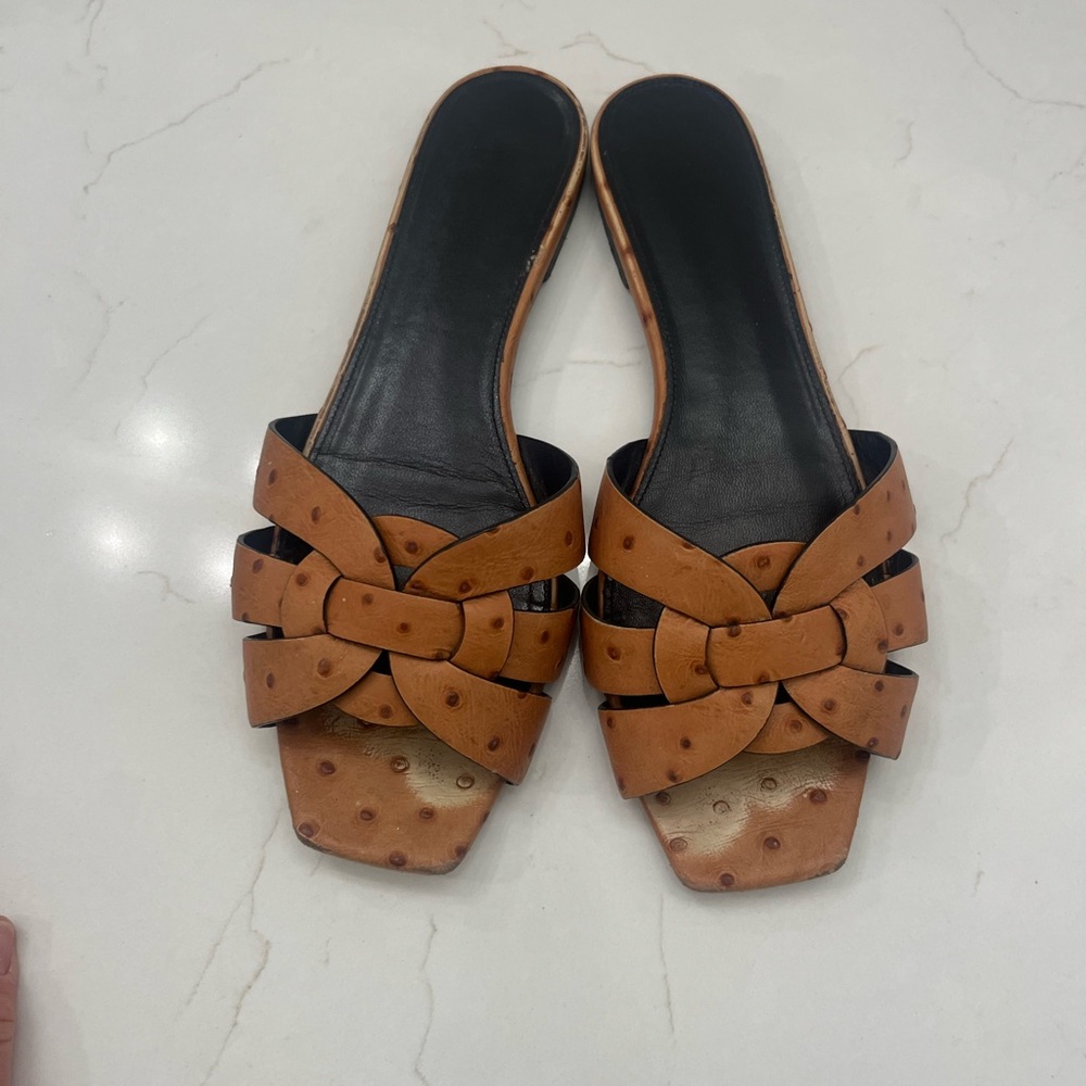 Saint Laurent tribute slides ostrich